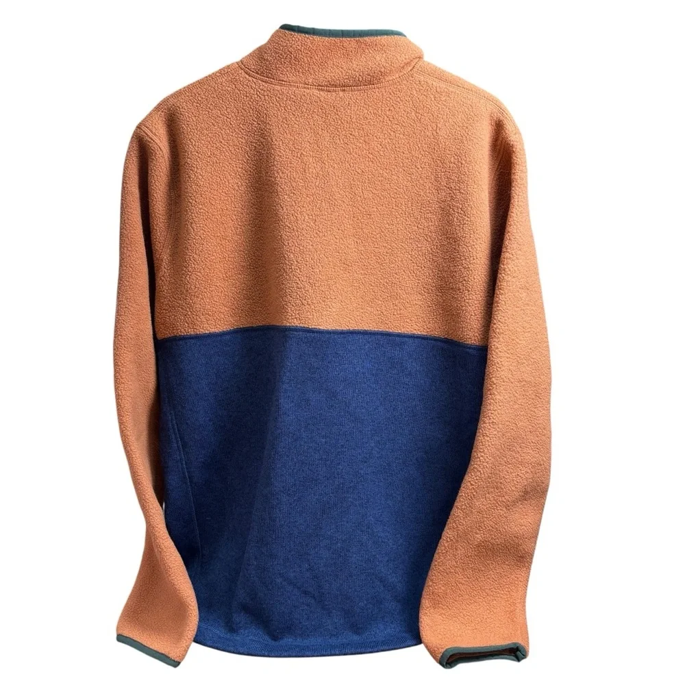 L.L. Bean 1/4 Zip Fleece Jacket in Rust Blue Green Kangaroo Pocket Men’s XL Tall - Picture 4 of 9